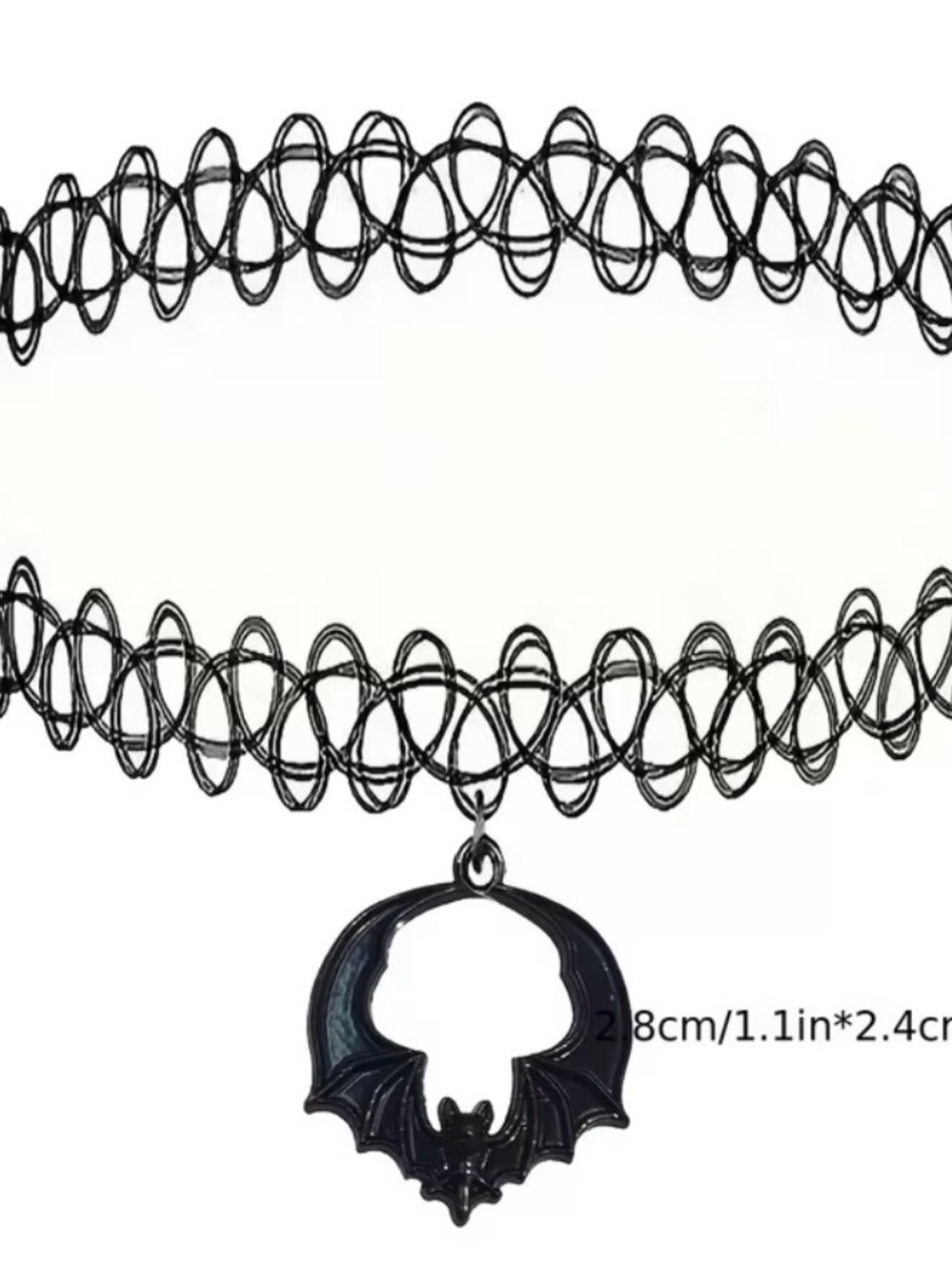 Black Bat Pendant Stretch Choker Necklace - Women Jewelry